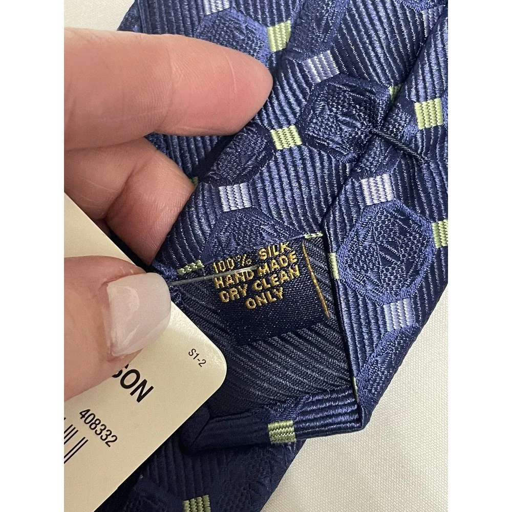 New Henry Jacobson 100% Silk Tie Blue Green Classic‎ Preppy Fast Shipping